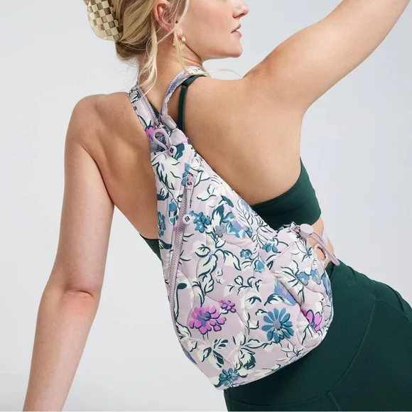 Vera Bradley Featherweight Sling Backpack Fresh Cut Floral Lavender NWT - Picture 2 of 6